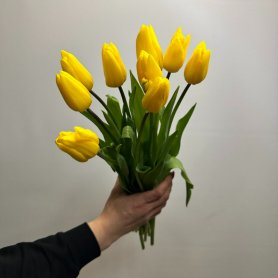 9 желтых тюльпана от интернет-магазина «Цветы для души» в Новосибирске