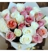 Белые и розовые розы «Нежный взгляд» 1