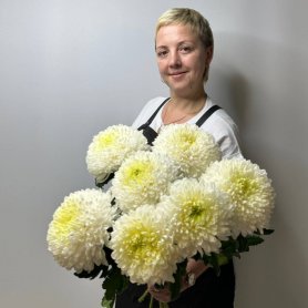 7 пышных хризантем «Белый стих» от интернет-магазина «Цветы для души» в Новосибирске